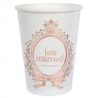 Gobelets en carton just married rose gold - Lot de 10