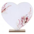 Centre de table coeur en bois romance - Motif floral fleurs séchées