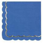 16 serviettes Festonnées en papier bleu et or