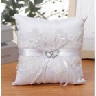 Coussin porte-alliances satin et dentelle blanche et strass