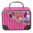 5 Boîtes dragées mini valises en métal fuchsia