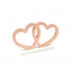 Centre de table - Coeurs enlacés en bois Rose gold sur socle