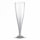 Flûtes champagne en plastique pied Argent x 10 