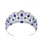 Diadème Mariage Serre tete Argenté Cristal Bleu Royal 