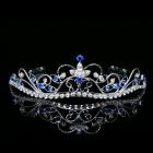 Diadème Mariage Argent Rhodié Cristal Bleu Royal " Atol "