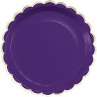 Assiettes Festonnées Violet et Or x 8 pièces