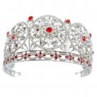 Diadème Mariage - Serre Tête de Miss - Argent Rhodié Cristal Rouge
