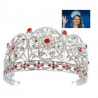 Diadème Mariage - Serre Tête de Miss - Argent Rhodié Cristal Rouge