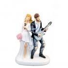 Figurine mariage, couple de mariés avec guitare 