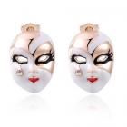 Boucles clou doreille Masque de Pierrot doré