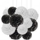 Pompon Papier de Soie Noir 15 cm Déco Mariage