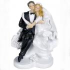 Figurine de mariage "Couple enlacés assis"