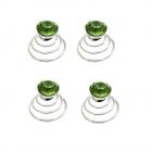 Spirales Twister Argenté Pics Cheveux Mariage Cristal Vert Emeraude x 4