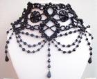 "Victorien" Choker Collier Gothique Perles Goutte Noires 