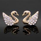  Boucle d'Oreilles "Cygne"  Bijoux Femme Ton Or Cristal Clair