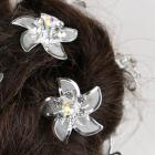 Pics Epingles à Cheveux de mariage Argenté "Fleur" Cristal A et B 