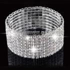 Bracelet Extensible Argenté 8 Rangs Strass Clair Bijoux Mariage 