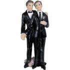 Figurine Mariage Couple de Mariés Hommes Costumes Noirs