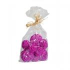 9 Boules Rotin ø 3-4-5 cm Assorties Fuchsia