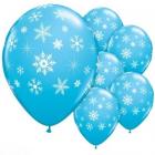 5 Ballons Latex Bleu Reine des Neiges Flocon de Neige Noël / Mariage 
