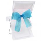 Housses de Chaise Blanche et Noeud Turquoise (Lot de 10)