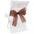 Housses de Chaise Blanche et Noeud Chocolat (Lot de 10)