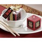 Mariage theme asiatique bougie rouge et or