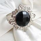 Rond de serviette mariage bague diamant noir