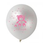 Ballons Bapteme métal Blanc Ourson Rose C'est une Fille ( Lot de 10 ) 