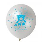 Ballons Bapteme métal Blanc Ourson Bleu C'est un Garçon ( Lot de 10 ) 