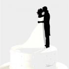 Figurine mariage silhouette couple qui s'embrasse - coloris noir et blanc 