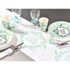 Chemin de table Vintage "With Love" vert menthe