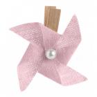 6 vire-le-vent esprit lin 4 cm sur pince rose Décoration de table 