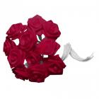 24 Mini Roses Ourlées en Satin Bordeaux sur Tige 
