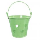 Mini seau à dragées coeur métal vert anis (lot de 6)