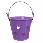 Mini seau à dragées coeur métal lilas (lot de 6)