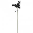 4 Orchidées et perles noires sur pique 25 cm