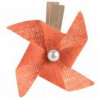 Moulin à vent pêche / corail sur pince bois (x6)