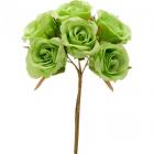 Bouquet de 6 roses sur tige 9 cm vert anis décoration mariage