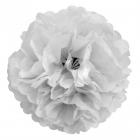 6 boules pompons fleurs de papier de soie 19 cm blanches 