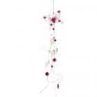 Guirlande suspension papillon fleurs et perles bordeaux