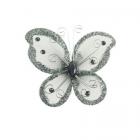 Papillon Pierre et Paillettes Argent (lot de 10)