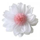 2 fleurs en papier de soie blanc et rose
