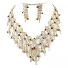 Parure Bijoux Mariage "Pluie de Cristal Ocre" Ton Or