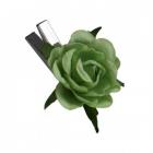 Sachet de 10 roses vert anis sur pince argent