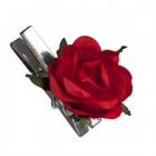 10 marque-place roses rouge sur pince argent