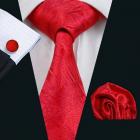 Cravate Rouge Boutons de Manchette Pochette