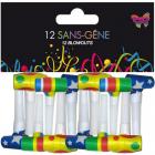 12 sifflets de fête sans-gêne 23 cm