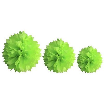 Decoration Mariage  - Boule Pompon Vert Anis - assortiment de 3 tailles : illustration