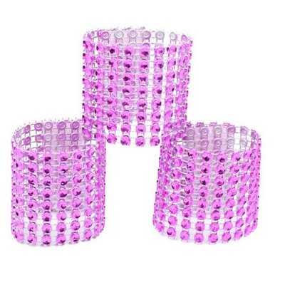 Dco de table Baptme  - Rond de serviette strass fuchsia x 5 : illustration